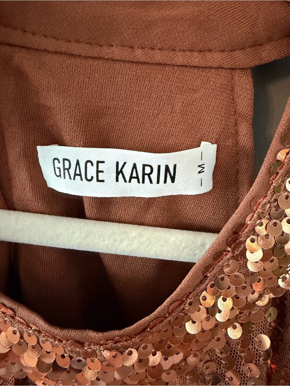 Grace Karin Copper Sequin Halter Top. Medium - Picture 3 of 8